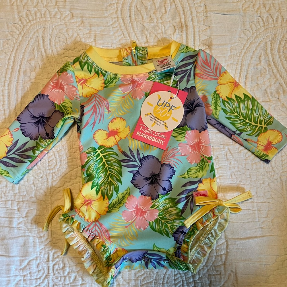 *NEW w/tags* Ruffle Butts rash guard/ long sleeve swimsuit